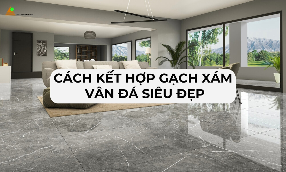 Màu xám là gam màu cơ bản, dễ dàng phối hợp với nhiều chất liệu và màu sắc khác. Cách đơn giản nhất là dùng xám cho cả gạch lát nền và ốp tường, tạo nên không gian hài hòa, đồng bộ và tối giản.