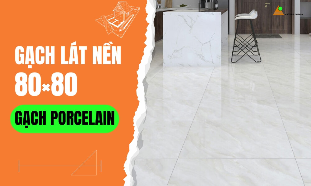 Gạch Porcelain sở hữu kích thước lớn cùng bề mặt bóng sáng, cứng chắc hơn nhiều so với Ceramic.