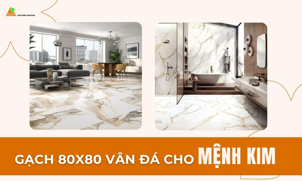 Mẫu gạch lát nền 80x80 vân đá cho mệnh Kim