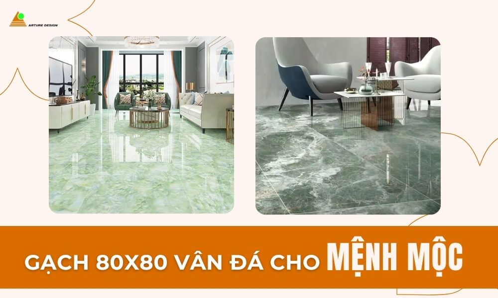 Gạch 80x80 vân đá gam xanh như xanh ngọc bích, xanh lá hay xanh da trời nên được ưu tiên lựa chọn. Đây là những màu sắc độc đáo và rất phù hợp, đặc biệt giúp gia chủ mệnh Mộc tạo nên không gian lý tưởng và hài hòa.