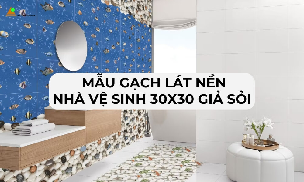 Mẫu gạch lát nền phòng tắm 30x30 giả sỏi